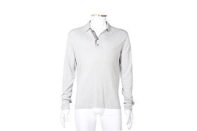 Lot 134 - Hermes Men's Grey Silk Polo Shirt - Size L