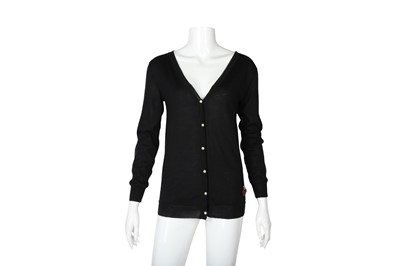 Lot 398 - Gucci Black Knit GG Pearl Cardigan - Size S