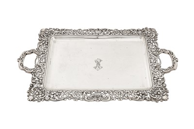 Lot 202 - An early 20th century Spanish 916 standard silver twin handled tray, circa 1920 by Castillo