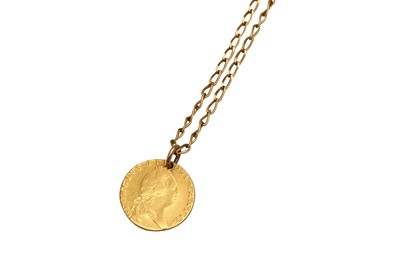 Lot 129 - A GEORGE III SPADE GUINEA PENDANT NECKLACE