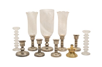 Lot 472 - THREE STORM LANTERNS WITH SHADES