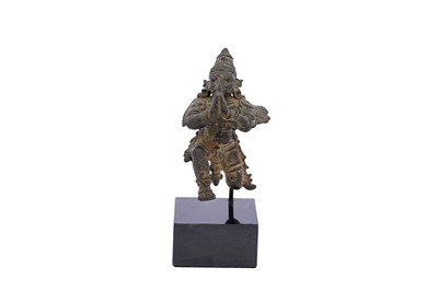 Lot 115 - A SOUTH INDIAN BRONZE ANTHROPOMORPHISED FIGURINE OF VISHNU'S VAHANA (MOUNT), GARUDA