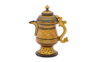Lot 261 - A GILT AND POLYCHROME-PAINTED LACQUERED PAPIER-MÂCHÉ SAMOVAR