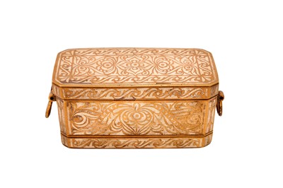 Lot 275 - A SILVER-INLAID BRASS BETEL BOX (LUTUAN)