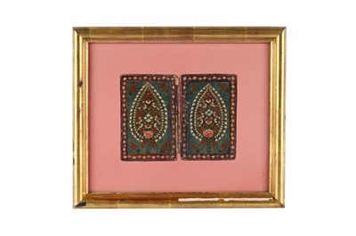 Lot 230 - AN INDIAN LACQUERED PAPIER-MÂCHÉ DOUBLE-SIDED BOOKBINDING