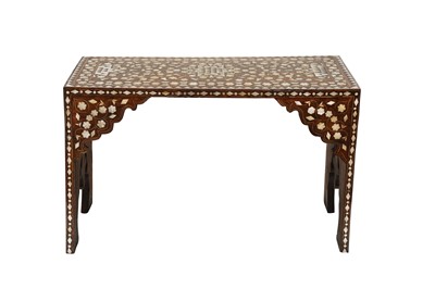 Lot 375 - λ AN OTTOMAN MOTHER-OF-PEARL, TORTOISESHELL, BONE, AND IVORY-INLAID WOODEN SCRIBE'S HIGH TABLE