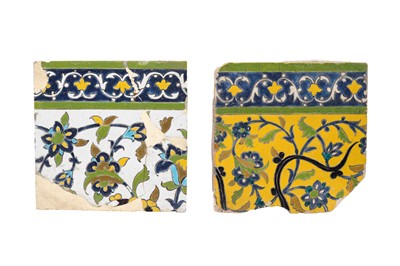Lot 281 - TWO SAFAVID CUERDA SECA POTTERY TILES