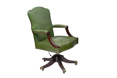 Lot 99 - AN EARLY 20TH CENTURY MAHOGANY SWIVEL OFFICE CHAIR