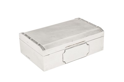 Lot 19 - A George VI sterling silver cigarette box, Birmingham 1939 by Roberts and Dore Ltd