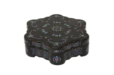 Lot 597 - A CHINESE MOTHER-OF-PEARL-INLAID LACQUER BOX