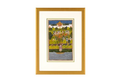 Lot 225 - YUSUF BEING CHASED BY ZULEYKHA AND HER MAIDENS IN A GARDEN