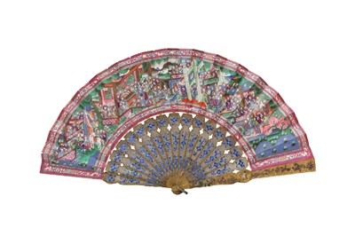 Lot 30 - λ A CHINESE ENAMELLED FILIGREE FOLDING FAN