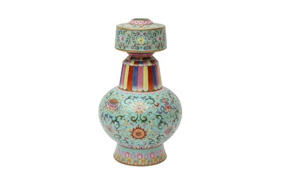 Lot 160 - A CHINESE FAMILLE-ROSE TIBETAN-STYLE 'BUMPA' VASE