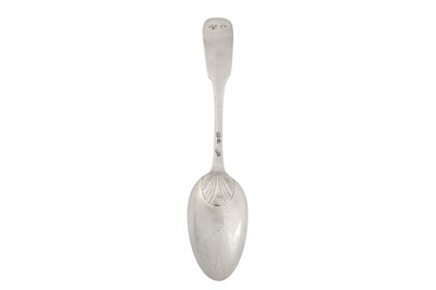 Lot 209 - A Louis XV French provincial mid-18th century silver tablespoon, Saint Omer 1762 by Jacques Loreau
