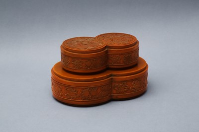 Lot 106 - A RARE CHINESE BAMBOO-VENEER 'BAJIXIANG' BOX AND COVER