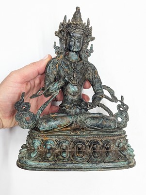 Lot 488 - A CHINESE BRONZE FIGURE OF VAJRASATTVA