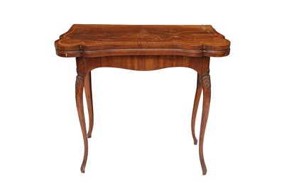 Lot 89 - A 19TH CENTURY ITALIAN INLAID WALNUT CARD TABLE