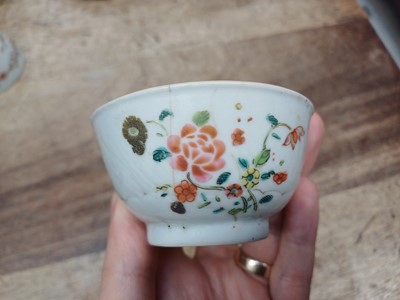 Lot 440 - FIVE CHINESE FAMILLE-ROSE CUPS AND TWO SAUCERS