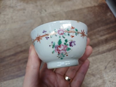 Lot 440 - FIVE CHINESE FAMILLE-ROSE CUPS AND TWO SAUCERS