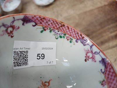 Lot 440 - FIVE CHINESE FAMILLE-ROSE CUPS AND TWO SAUCERS
