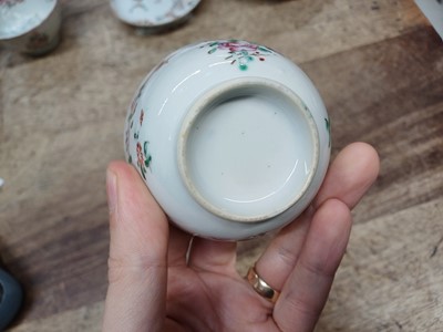 Lot 440 - FIVE CHINESE FAMILLE-ROSE CUPS AND TWO SAUCERS