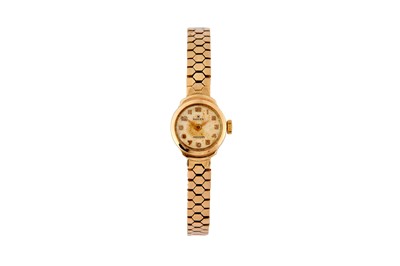 Lot 72 - ROLEX. A LADIES 9CT GOLD ROLEX PRECISION COCKTAIL WATCH