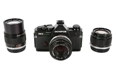 Lot 358 - A Black Olympus OM2 Spot Program Outfit.