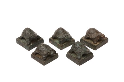 Lot 517 - FIVE CHINESE BRONZE 'TORTOISE' SEALS