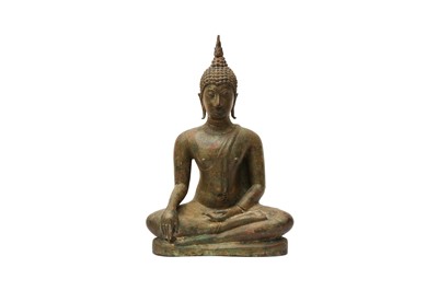 Lot 683 - A THAI BRONZE FIGURE OF BUDDHA SHAKYAMUNI