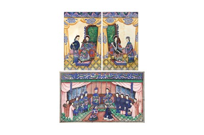 Lot 725 - THREE CHINESE PITH PAPER PAINTINGS