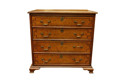 Lot 84 - AN UNUSUAL 19TH CENTURY CHEQUER STRUNG BIRDS EYE MAPLE BACHELORS CHEST