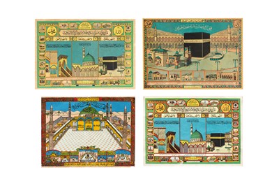 Lot 392 - FOUR CHROMOLITHOGRAPHED HAJJ CERTIFICATES