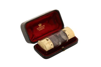 Lot 22 - A cased Victorian sterling silver gilt smelling salts / scent bottle, London 1890 by William Leuchars