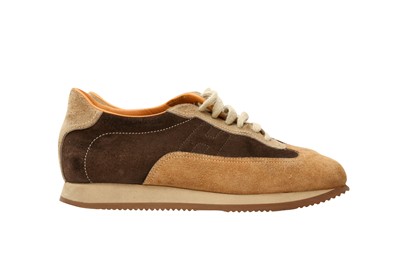 Lot 236 - Hermes Brown Tri Colour Goal Sneaker - Size 39