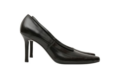 Lot 538 - Loewe Black High Cut Heeled Pump - Size 38