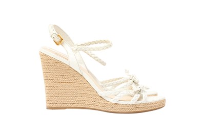 Lot 466 - Prada White Espadrille Wedge Sandal - Size 38.5