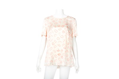 Lot 64 - Escada Ivory Silk Lip Print Blouse - Size 42