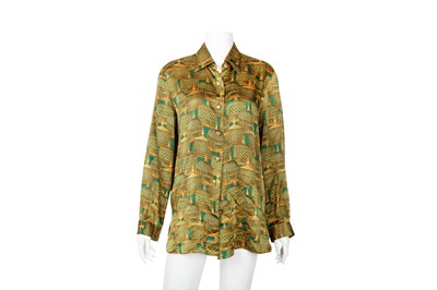 Lot 208 - Valentino Green Silk Print Blouse - Size 42