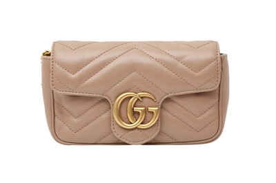 Lot 292 - Gucci Dusty Pink GG Super Mini Marmont Matelassé Bag