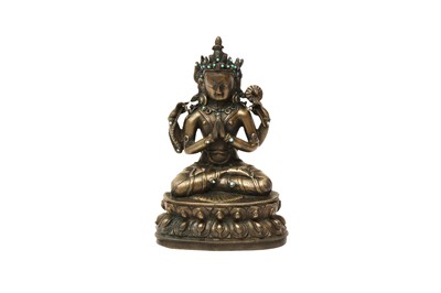 Lot 171 - A TIBETAN BRONZE FIGURE OF SADAKSARI