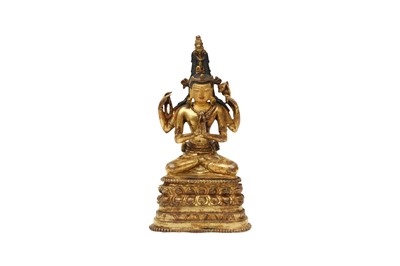 Lot 173 - A TIBETAN GILT-BRONZE BRONZE FIGURE OF SADAKSARI