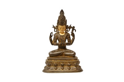 Lot 576 - A TIBETAN GILT-BRONZE FIGURE OF SADAKSARI