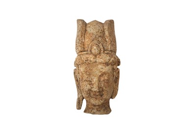 Lot 819 - A CHINESE SANDSTONE HEAD OF A BODHISATTVA