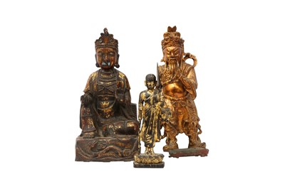 Lot 83 - THREE CHINESE GILT FIGURES