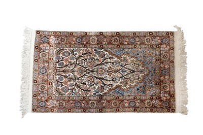 Lot 483 - A FINE INDIAN SILK PRAYER RUG