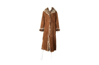 Lot 247 - Cole Hann Studio Brown Toscana Shearling Long Coat - Size M