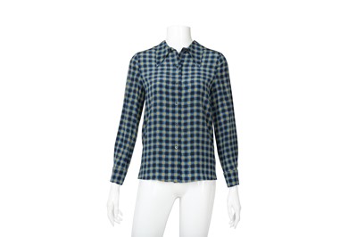 Lot 154 - Miu Miu Blue Check Silk Shirt - Size 36