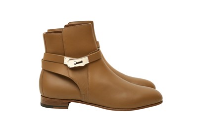 Lot 329 - Hermes Taupe Neo Flat Ankle Boot - Size 39