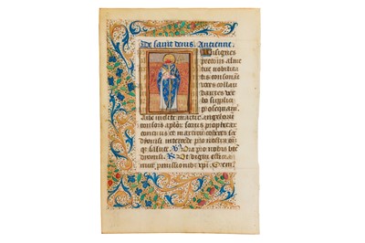 Lot 37 - Illuminated vellum leaves. St. Sebastian and St. Denis, [c.1500]
