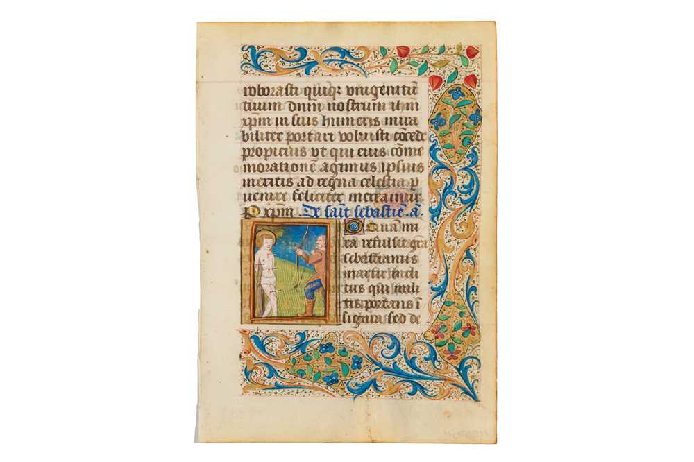 Lot 37 - Illuminated vellum leaves. St. Sebastian and St. Denis, [c.1500]